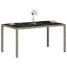 Light Grey Garden Table with Glass Top - 150x90 cm