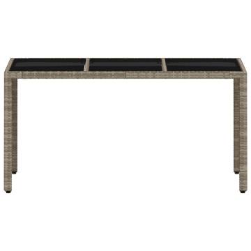 Light Grey Garden Table with Glass Top - 150x90 cm