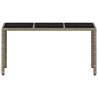 Light Grey Garden Table with Glass Top - 150x90 cm