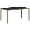 Light Grey Garden Table with Glass Top - 150x90 cm