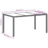 Light Grey Garden Table with Glass Top - 150x90 cm