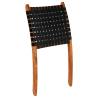 Folding Chair - Crossed-Stripe Black Real Leather