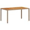 Garden Table Beige 150x90x75 cm | Poly Rattan & Acacia Wood