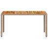 Garden Table Beige 150x90x75 cm | Poly Rattan & Acacia Wood