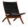 Folding Chair - Crossed-Stripe Black Real Leather