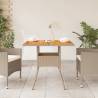 Garden Table Beige 80x80 cm - Durable Poly Rattan & Acacia Wood