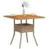 Garden Table Beige 80x80 cm - Durable Poly Rattan & Acacia Wood