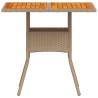 Garden Table Beige 80x80 cm - Durable Poly Rattan & Acacia Wood