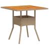 Garden Table Beige 80x80 cm - Durable Poly Rattan & Acacia Wood