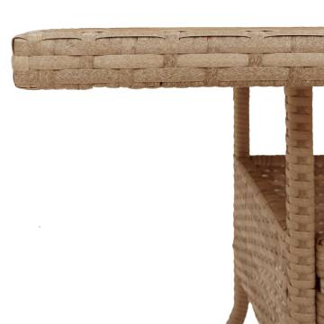 Garden Table Beige 80x80 cm - Durable Poly Rattan & Acacia Wood