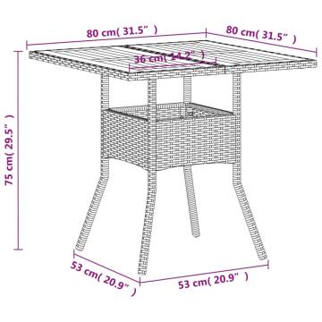 Garden Table Beige 80x80 cm - Durable Poly Rattan & Acacia Wood