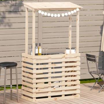 Outdoor Bar Table with Roof - Solid Pine Wood | HipoMarket