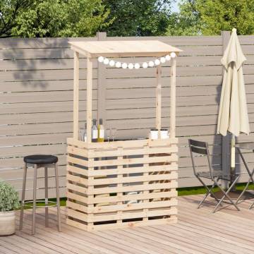 Outdoor Bar Table with Roof - Solid Pine Wood | HipoMarket