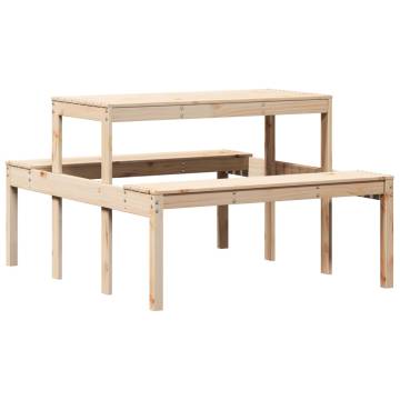 Outdoor Picnic Table - Solid Pine Wood, 110x134x75 cm