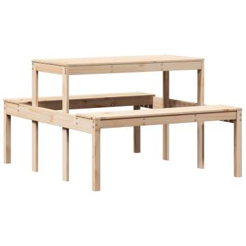 Outdoor Picnic Table - Solid Pine Wood, 110x134x75 cm