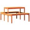 Elegant Wax Brown Picnic Table - Solid Pine Wood 110x134 cm