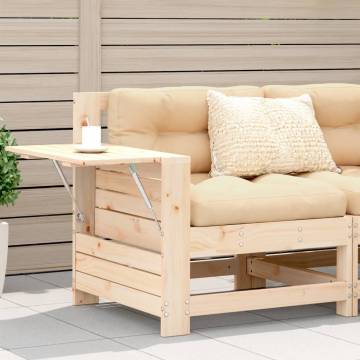 Garden Armrest Sofa with Side Table - Solid Pine Wood Furniture