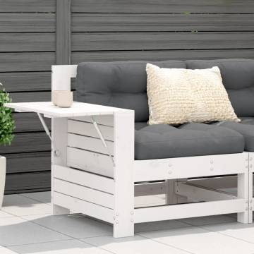 Garden Armrest Sofa with Cushion - White Solid Pine Wood