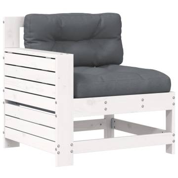 Garden Armrest Sofa with Cushion - White Solid Pine Wood