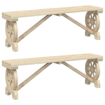 Garden Benches 2 pcs Solid Wood Fir - Durable & Stylish