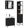 3 Piece Bathroom Cabinet Set Black Engineered Wood Colour black Number of 1 Number of Pieces 