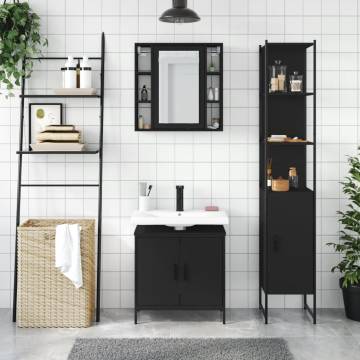 3 Piece Bathroom Cabinet Set in Black - Stylish & Practical