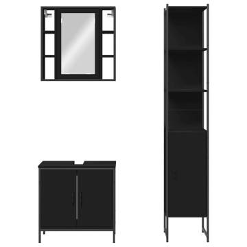 3 Piece Bathroom Cabinet Set in Black - Stylish & Practical