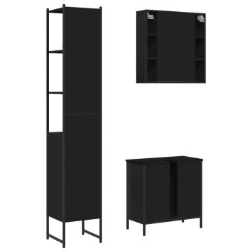 3 Piece Bathroom Cabinet Set in Black - Stylish & Practical