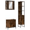 3 Piece Bathroom Cabinet Set - Smoked Oak Engineered Wood