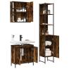 3 Piece Bathroom Cabinet Set - Smoked Oak Engineered Wood