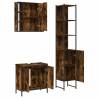 3 Piece Bathroom Cabinet Set - Smoked Oak Engineered Wood