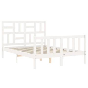 White Bed Frame with Headboard 120x200 cm - Solid Wood