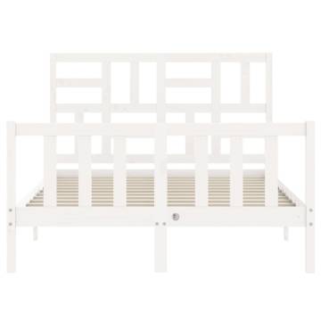 White Bed Frame with Headboard 120x200 cm - Solid Wood