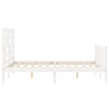 White Bed Frame with Headboard 120x200 cm - Solid Wood