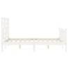 White Bed Frame with Headboard 120x200 cm - Solid Wood