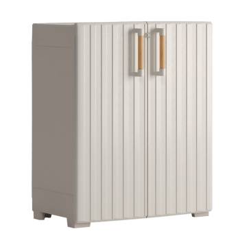 Keter Low Storage Cabinet - Groove Beige & Sand | Hipomarket