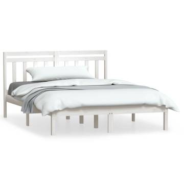 White Solid Wood Pine Bed Frame 140x190 cm - Hipomarket