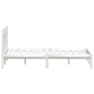 White Solid Wood Pine Bed Frame 140x190 cm - Hipomarket