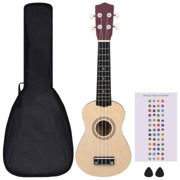 Soprano Ukulele Set with Bag for Kids - 21" Light Wood