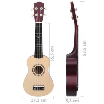 Soprano Ukulele Set with Bag for Kids - 21" Light Wood