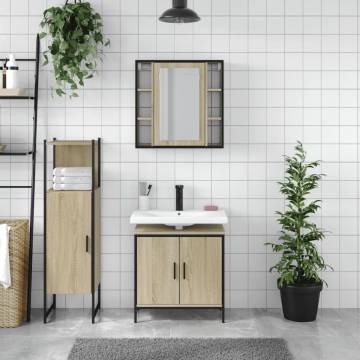 3 Piece Bathroom Cabinet Set - Sonoma Oak Engineered Wood