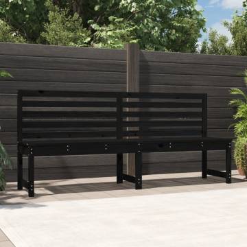 Garden Bench Black 201.5 cm Solid Wood Pine - Stylish & Durable