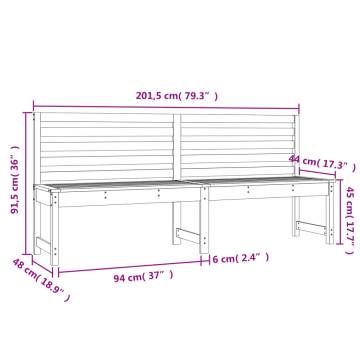 Garden Bench Black 201.5 cm Solid Wood Pine - Stylish & Durable