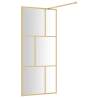 Modern Walk-in Shower Wall with Gold Frame - 90x195 cm