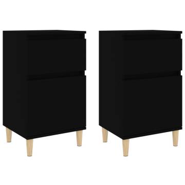 Elegant Black Bedside Cabinets - 2 pcs, 40x35x70 cm