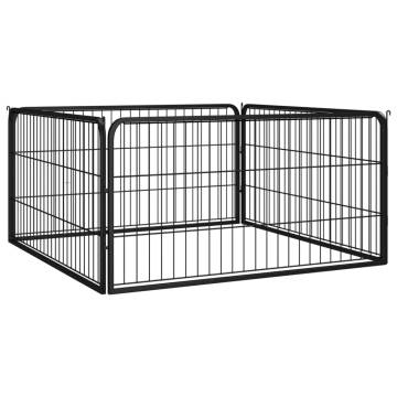 Dog Playpen 4 Panels Black - Heavy-Duty Steel 100x50 cm