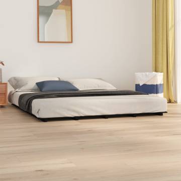 Black 200x200 cm Solid Wood Pine Bed Frame | HipoMarket