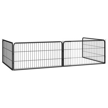 Dog Playpen 4 Panels Black - Heavy-Duty Steel 100x50 cm