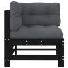 Black Corner Sofa with Cushions - Solid Pine Wood