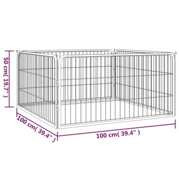 Dog Playpen 4 Panels Black - Heavy-Duty Steel 100x50 cm